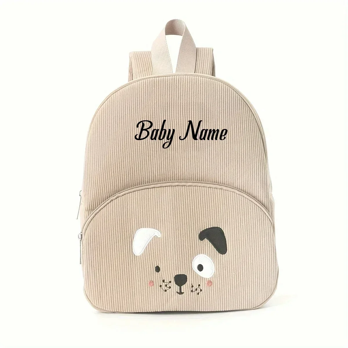 Sac à dos personnalisé en velours côtelé pour enfant cartable avec nom brodé style mignon ours bébé fille garç