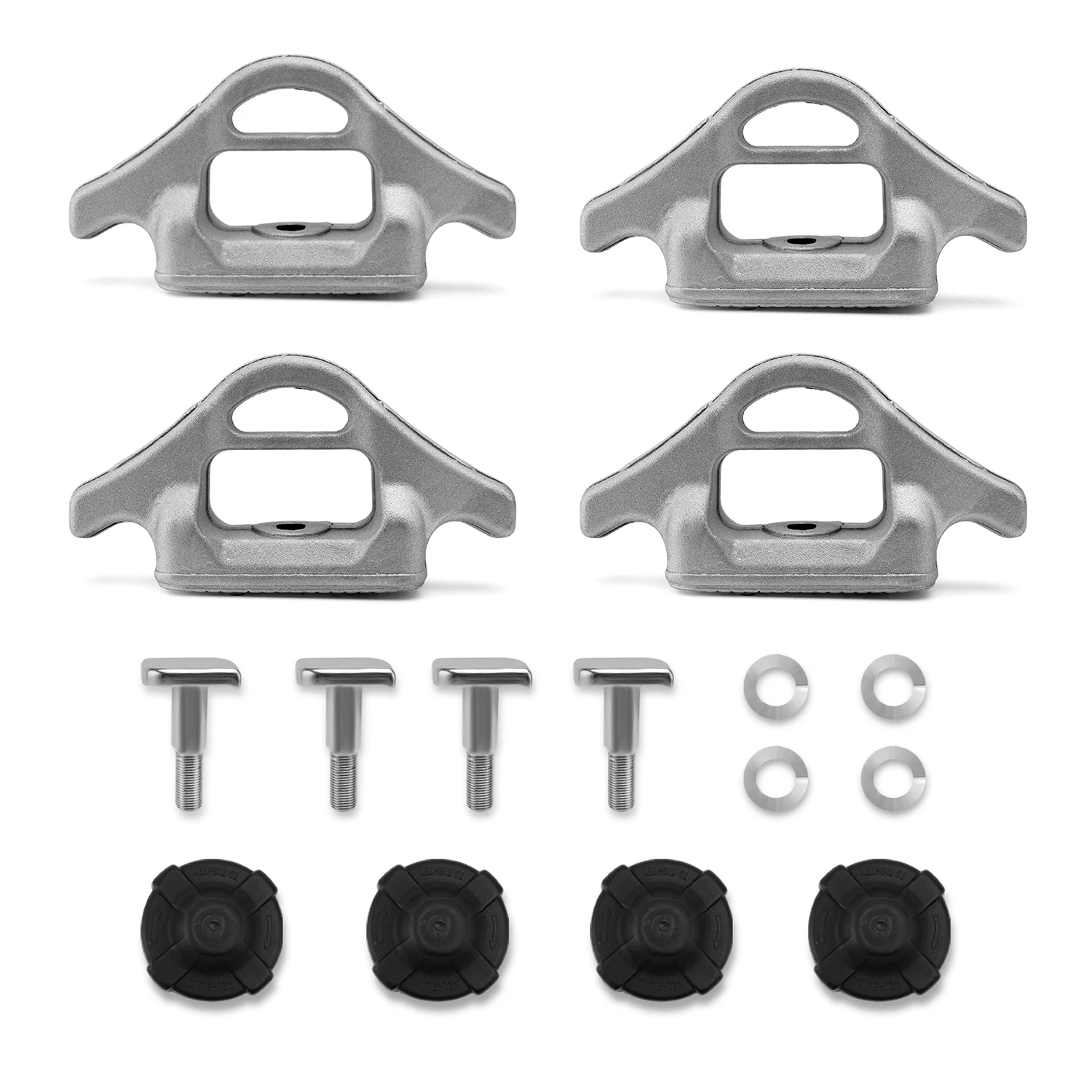 Fixations pour chaussures de vélo en aluminium argenté 4 pièces accessoires performance ergonomiques durabilit