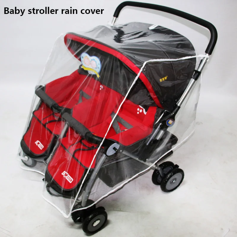 Poussette de bébé respirante de type universel, housse de pluie pour jumeaux, hler transparent, poussette ment