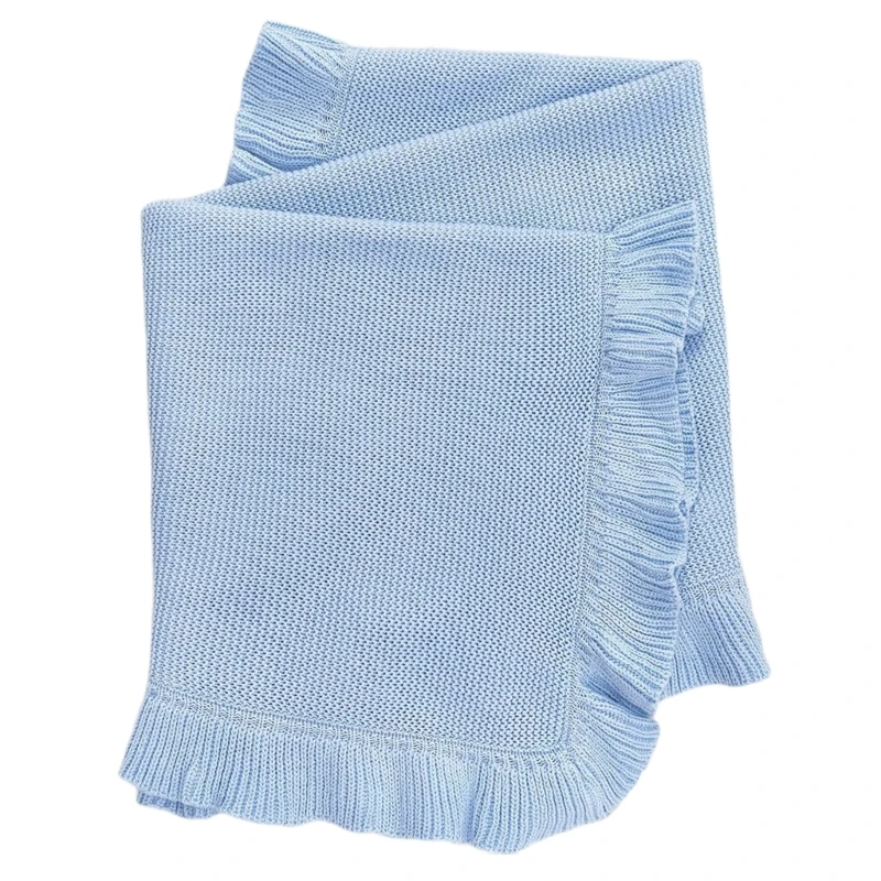 Écharpe tricotée à volants en coton doux serviette ronde bébé couverture multifonctionnelle 75x95cm style élég