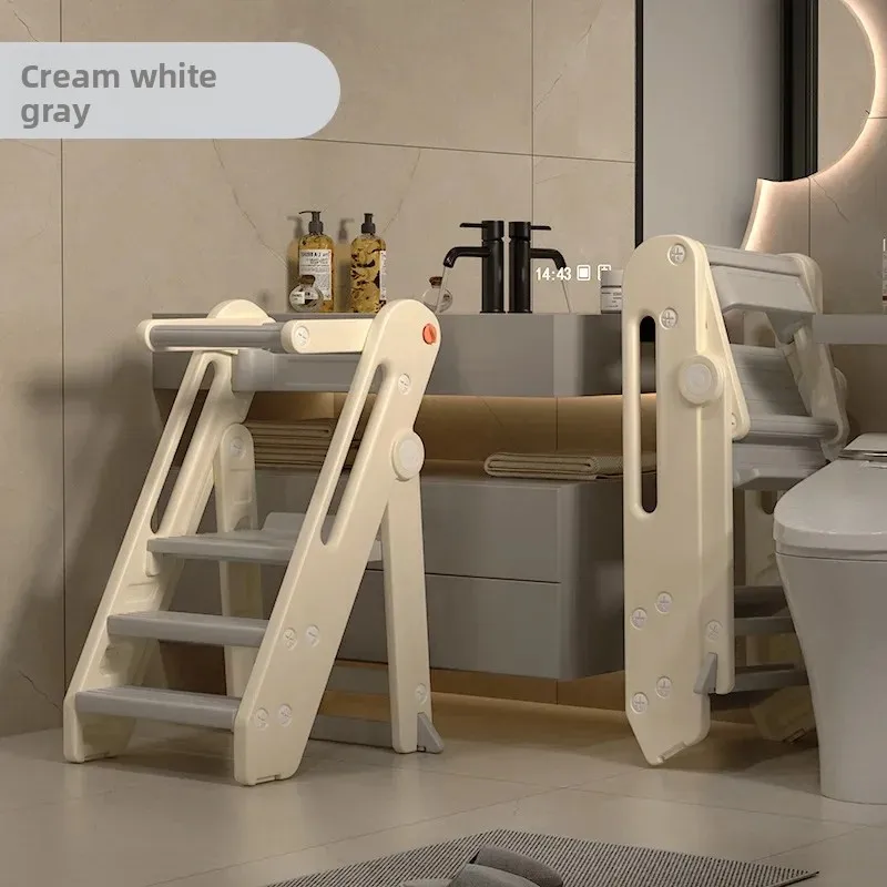 Tour d'apprentissage pliable pour bébé escabeau de lavabo réglable reposepieds sécuritaire en plastique blanc 