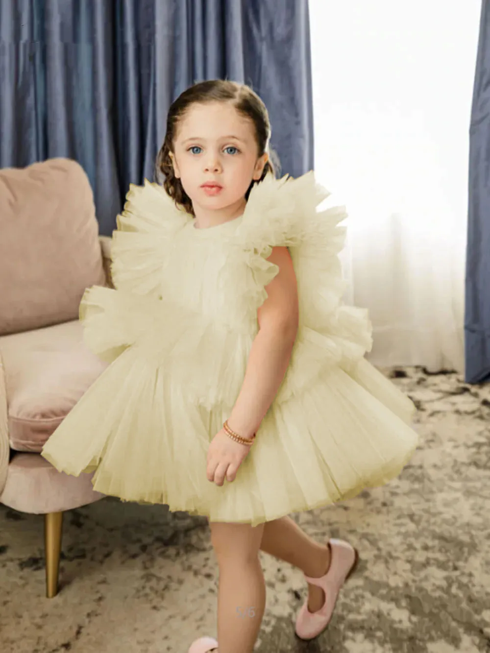 Robe princesse tulle sans manches filles fleur luxueuse robe fête