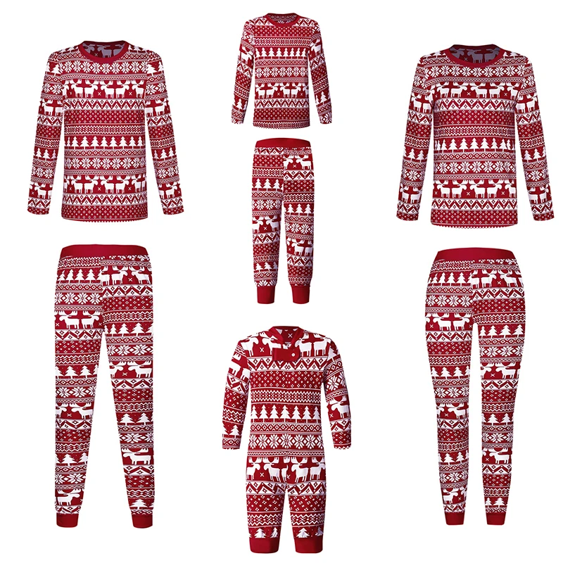 Pyjamas Noël famille classique Wapiti rouge imprimé ensembles adultes enfants bébés garçons filles vêtements d