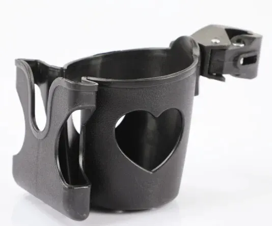 Support de tasse et téléphone portable poussette landau fauteuil roulant accessoire bébé noir motif cœur