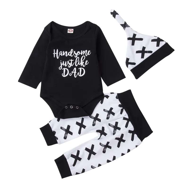 Ensemble 3 pièces pour bébé garçon body pantalon et bonnet style