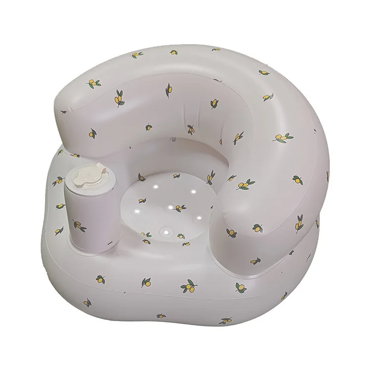 Canapé gonflable bébé apprentissage assise confortable PVC blanc motifs fruits design moderne usage intérieur 