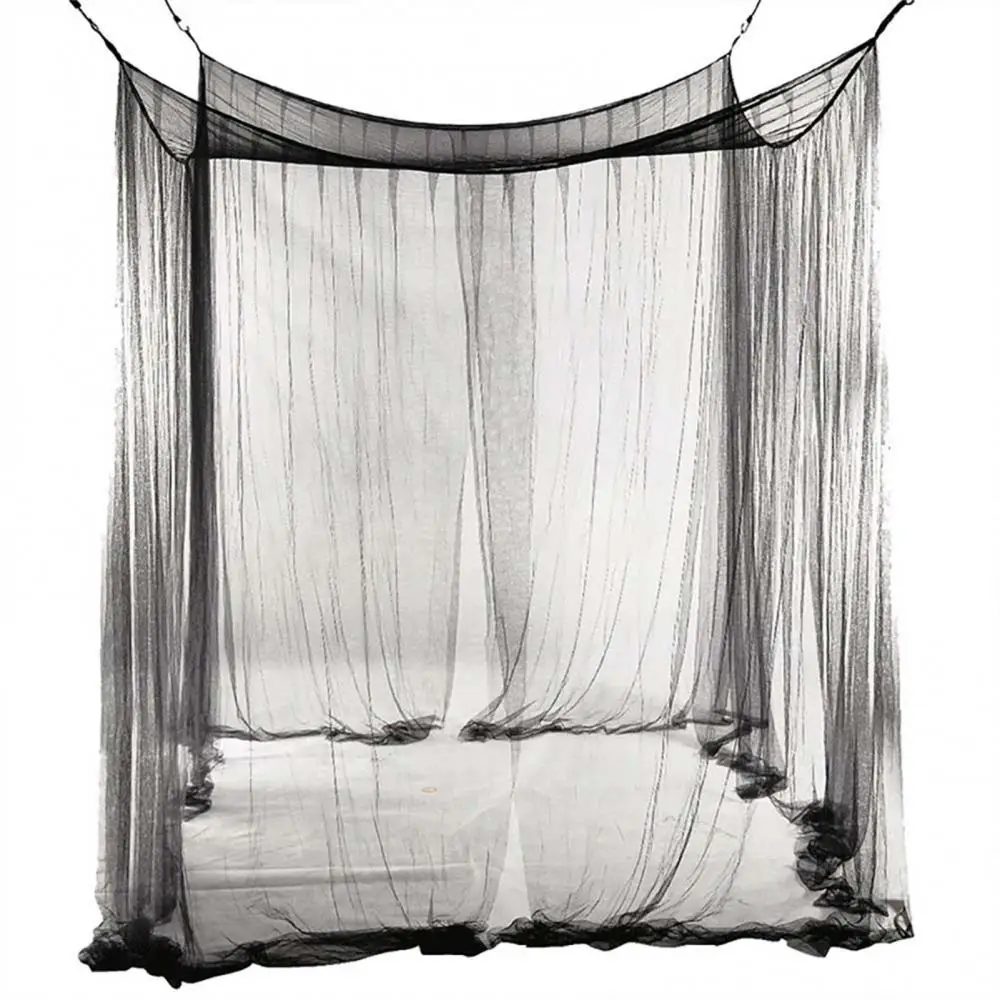 Ensemble moustiquaire maille solide lit auvent rideau 4 portes tente