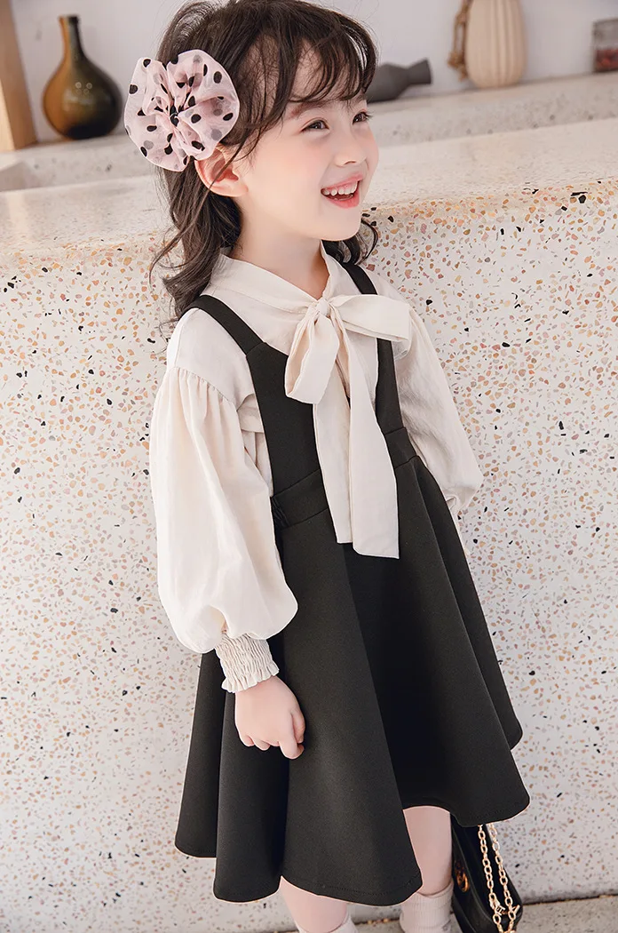 Ensemble vêtements bébé fille ceinture nœud chemise Y robe élégante