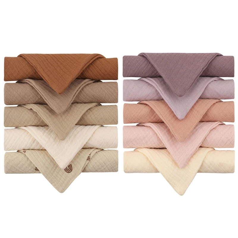 Serviettes carrées bébé 10 pièces serviette visage mouchoir bavoir alimentation chiffon doux crêpe mousseline 