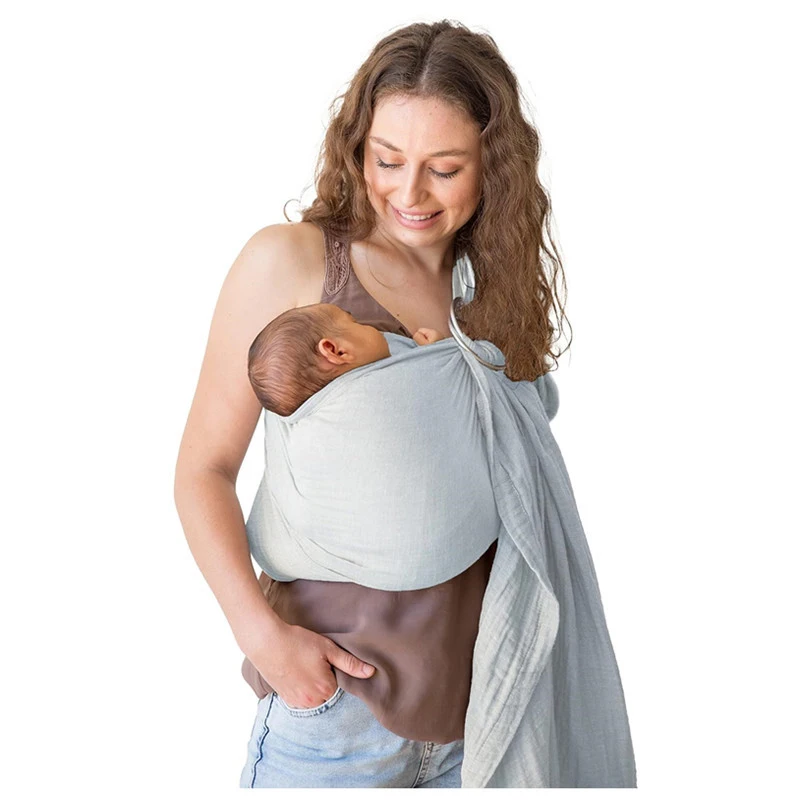 Écharpe bébé facile à utiliser portebébé réglable double anneau enveloppe respirante pour nouveaunés support p