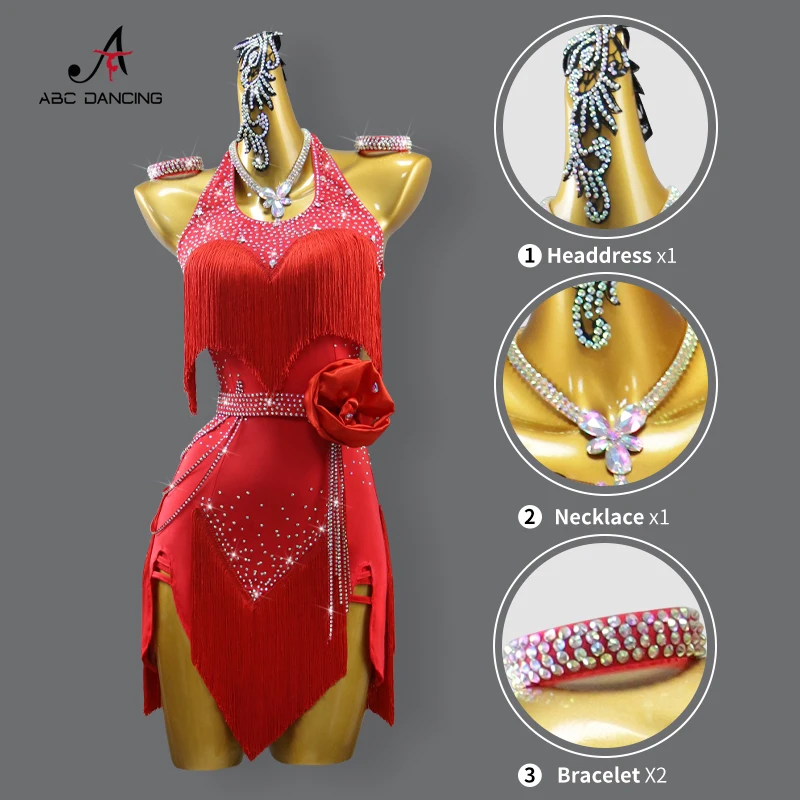 Robe de danse latine pour filles vêtements de scène élégants accessoires inclus style moderne qualité supérieu