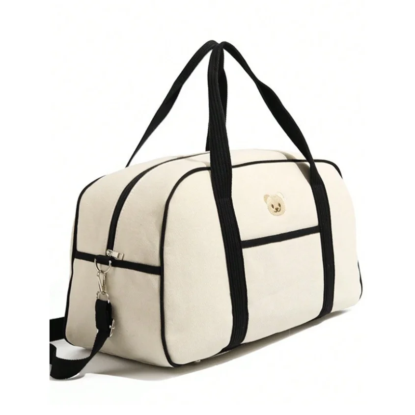 Sac à couches bébé maman sac maternité poussette accessoire portage style moderne couleur beige logo ours