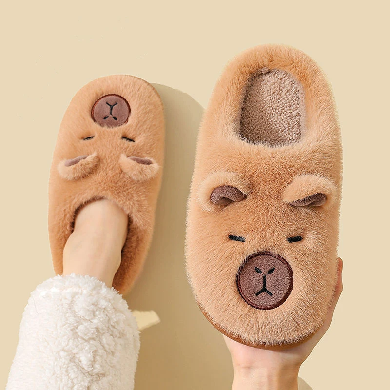 Chaussons intérieur enfants adultes confort doux design ours antiglisse pieds chauds intérieur