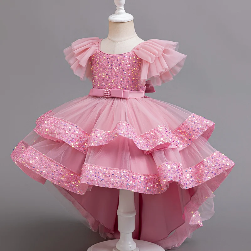 Robe de soirée pour fille style princesse tulle et sequins pastel rose occasion spéciale 46 ans robe de mariag
