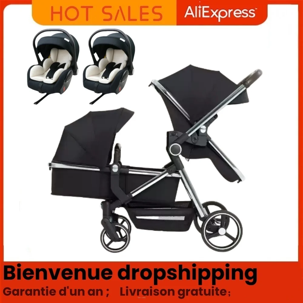 Poussette double jumeaux newborn haute qualité matériels storage portable sécurité 03 ans facile à utiliser du