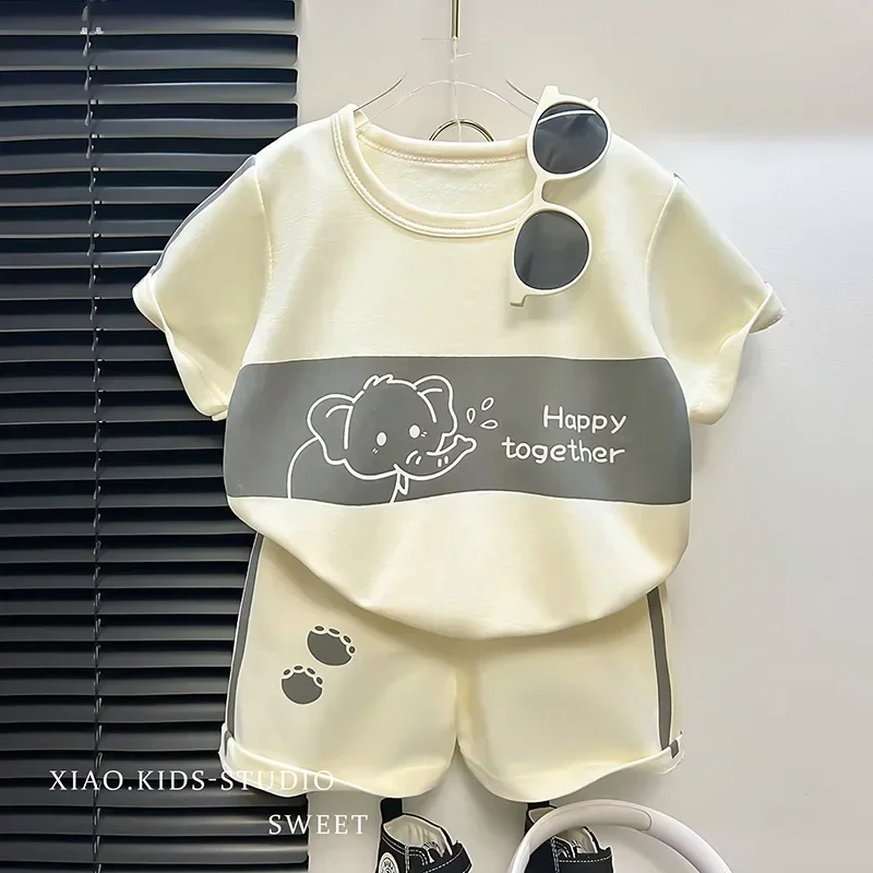 Ensemble tshirt et shorts coton bébé fille garçon mode été 2024 motif
