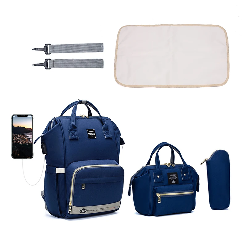 Sac à langer en tissu imperméable set de 5 pièces avec coussin sac à dos et sac à main