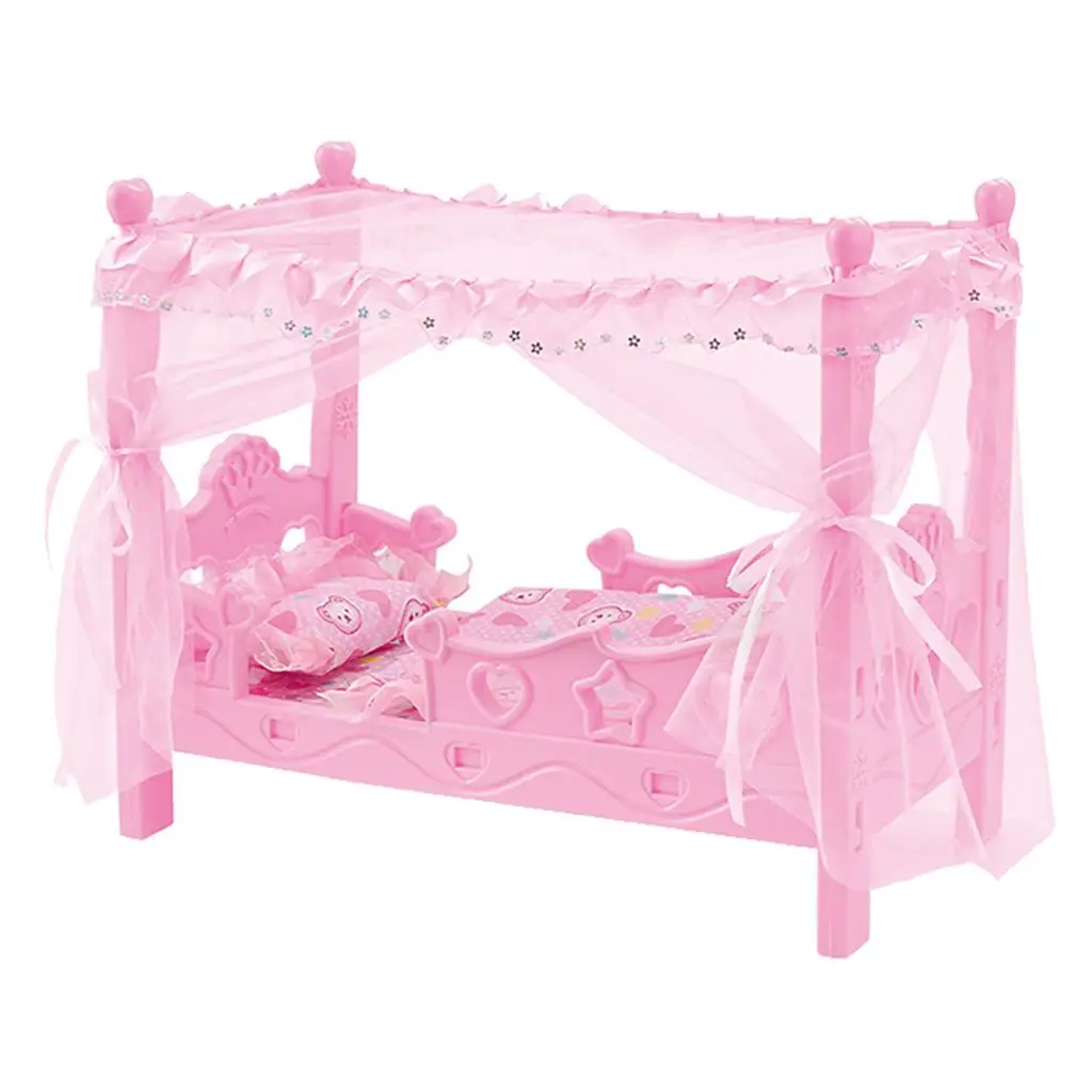 Lit miniature poupée princesse jouet simulation lit à baldaquin accessoires chambre enfant jouets éveil bébé f