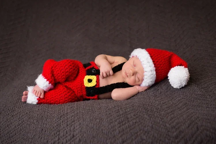 Tenue photo bébé nouveauné barboteuse rouge en polyester doux accessoires photo bébé style rétro