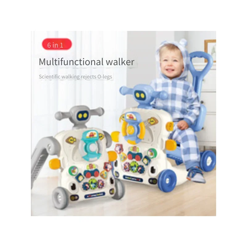 Entraîneur de marche multifonctionnel bébé jouet interactif avec roues et boutons pour apprentissage de la mar