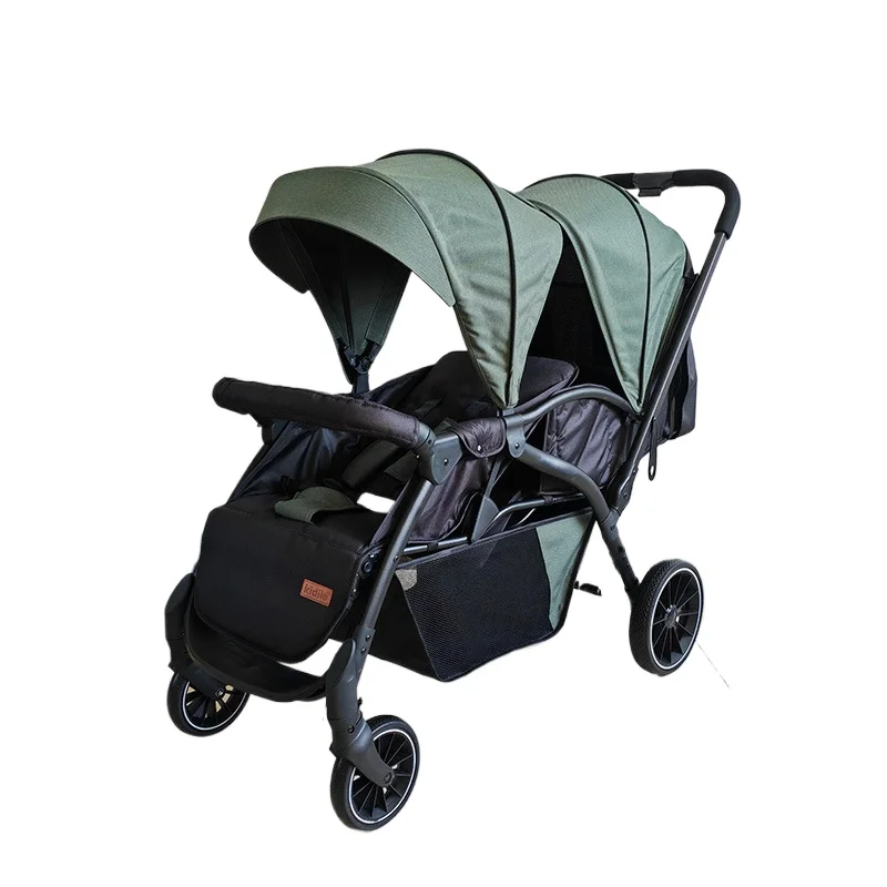 Poussette double légère pour bébés 03 ans paysage élevé confortable et sécuritaire design modernerobuste et pl
