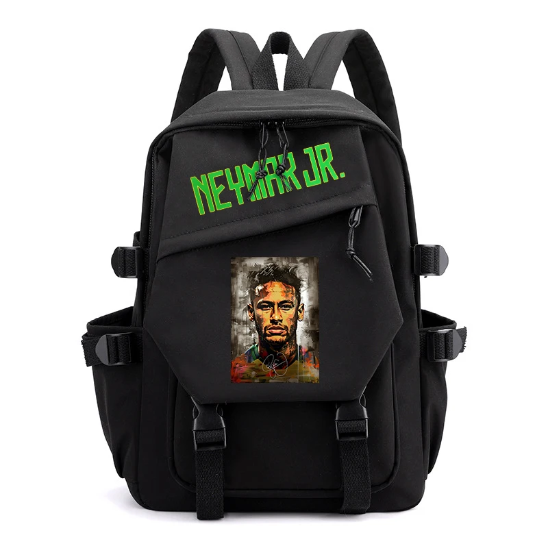 Sac à dos Neymar Jr. noir avec logo vert design sportif 青少年运输装备 robuste et résistant à l'eau