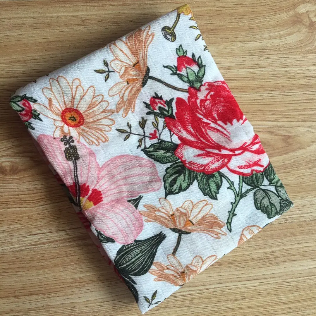 Tissu en mousseline de coton et bambou pour bébé 60x60cm écharpe imprimée douce bavoirs multifonctions accesso