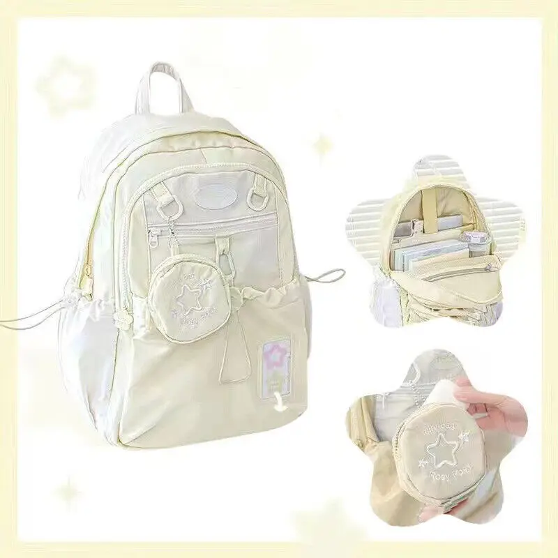 Sac à dos modulaire pour fille grande capacité école voyage design élégant beige style tendance pratique durab