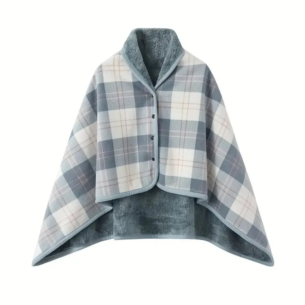 Couverture à carreaux poncho doux et épais pour adultes poussette bébé style moderne tissu polyester 135x80 cm