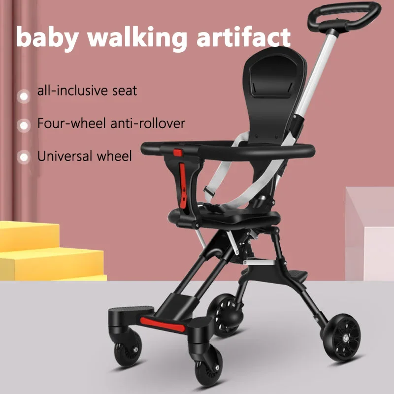 Apprentissage à la marche bébé poussette d'aide siège ergonomique 4 roues antiroulis pliable portable léger de