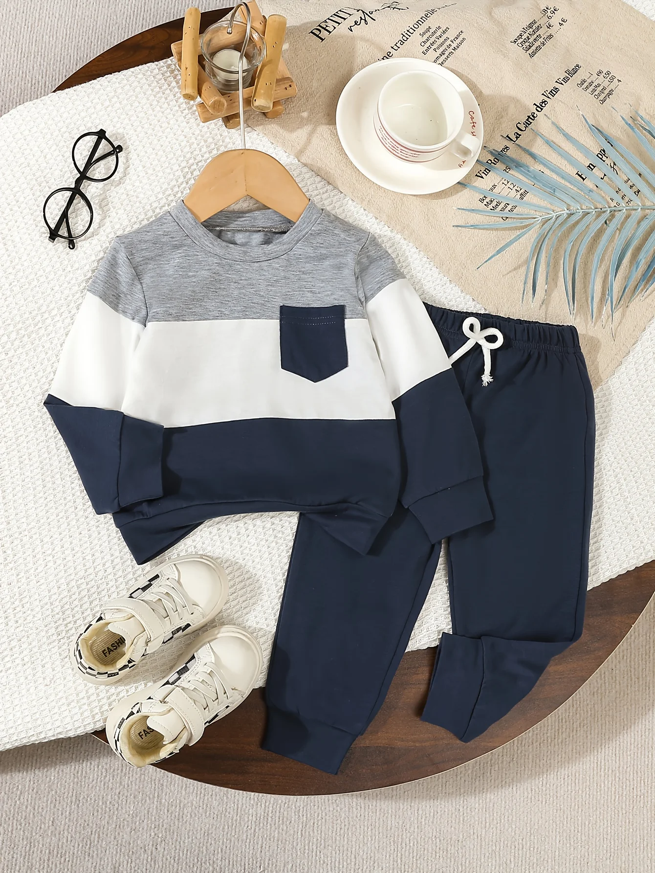 Ensemble bébé garçon automne hiver sweatshirt capuche pantalon 2 pièces