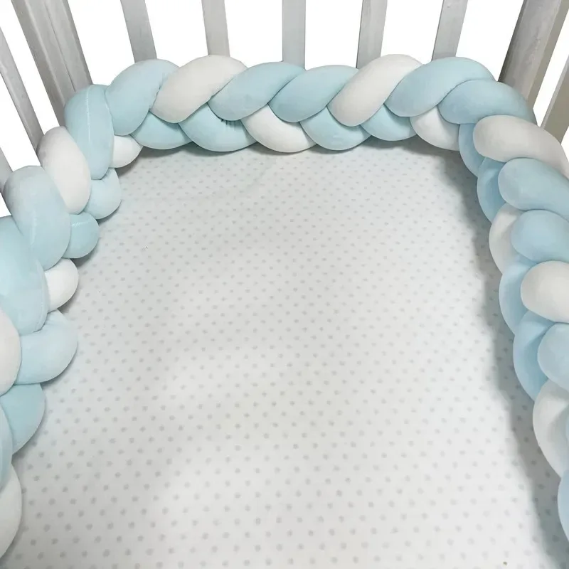 Protègelit en peluche tressée pour bébé 1M/2M/3M/4M coussin de sécurité pour lit de bébé amortisseur de chutes
