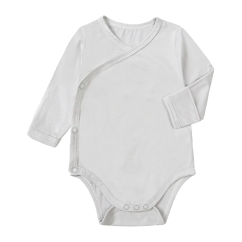 Barboteuse d'été pour nouveauné garçon et fille combinaison en fibre de bambou à manches longues vcou boutonsp