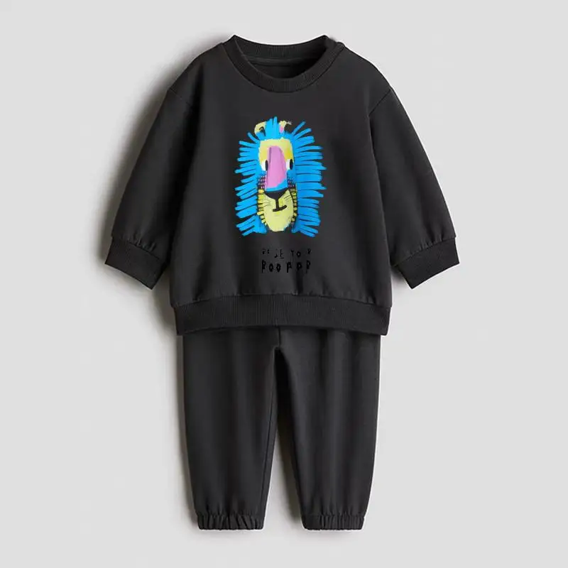 Ensemble automnehiver pour enfant sweatshirt lion pantalon enfant mode tendance vêtements confortables cadeau 
