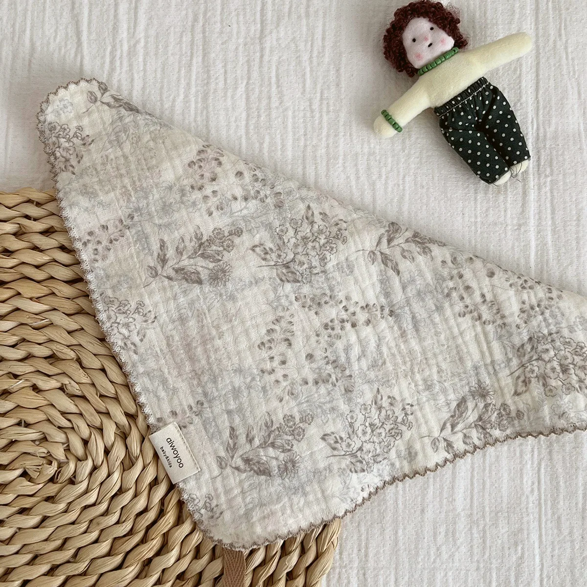 Serviette coréenne pour bébé en coton doux essuyage visage floral salive mouchoir nourrisson gant toilette 13