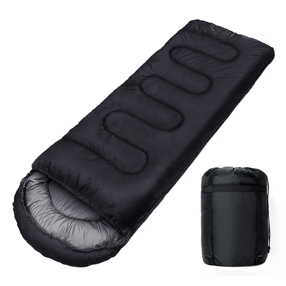 Sac de couchage camping ultraléger et étanche enveloppe chaude 4 saisons sac de couchage voyage randonnée Noir