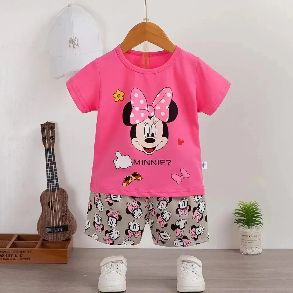 Ensemble vêtements bébé fille Minnie Mouse coton doux tshirt court et short 0 à 3 ans style ludique confort ga