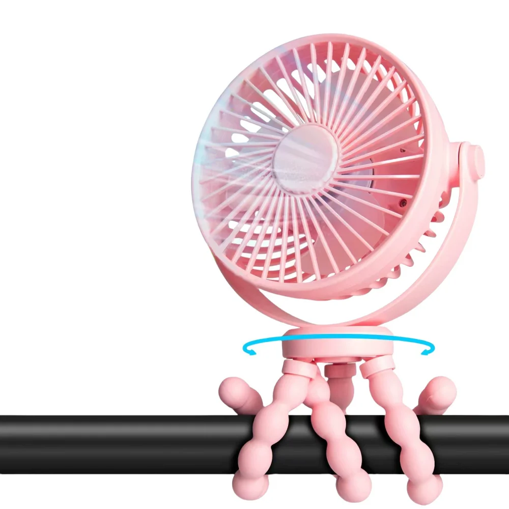 Ventilateur portable pour bébé mini ventilateur portable 360° rotatif support flexible en octopus ventilation 