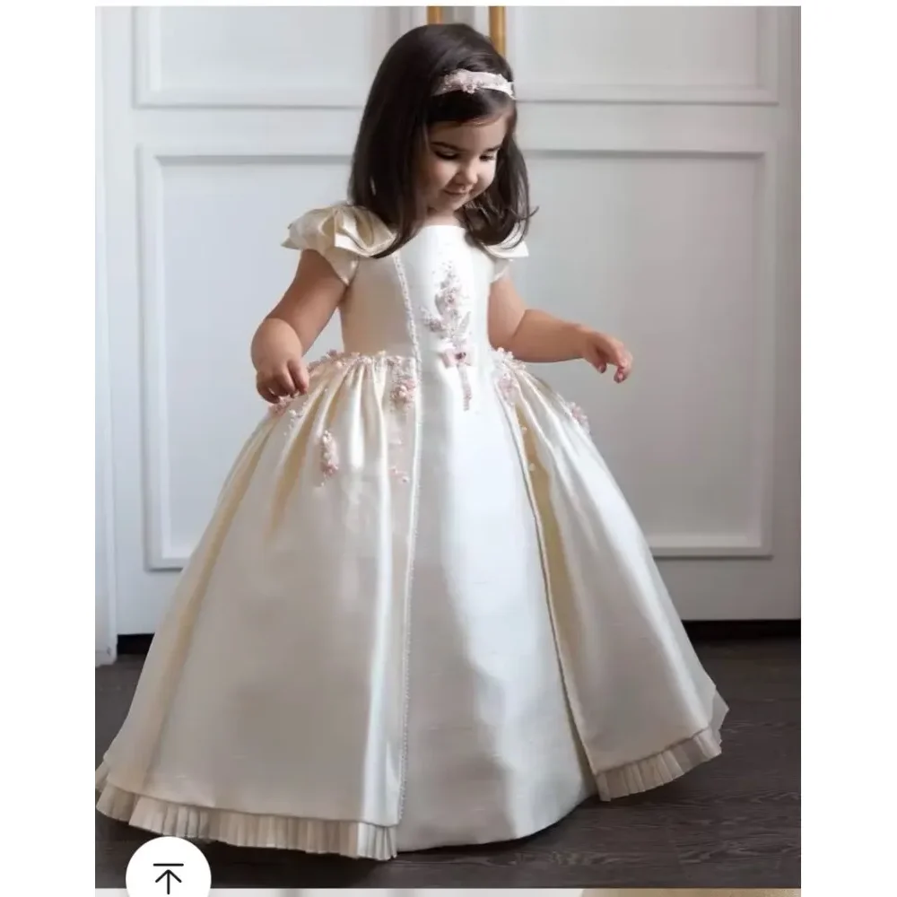Robe à fleurs personnalisée pour bébé fille robe de bal élégante pour fêtes d'anniversaire style classique qua