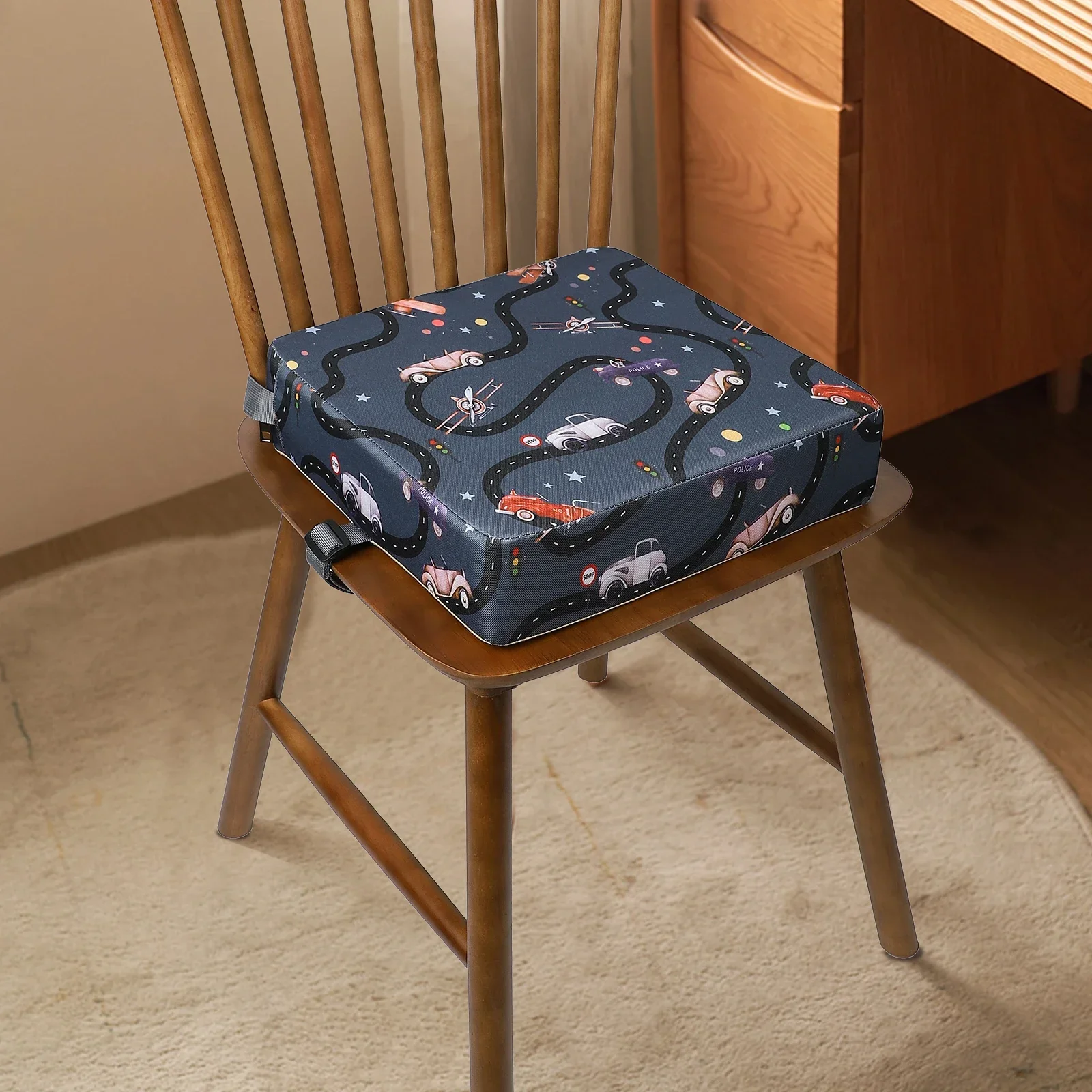 Coussin rehausseur de chaise pour bébé siège étoile race car amovible étoiles voitures enfants salle à manger 