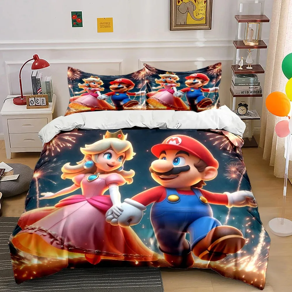 Ensemble de literie Super Mario housse de coussin décoration chambre enfant style graphique couleurs vives 23 