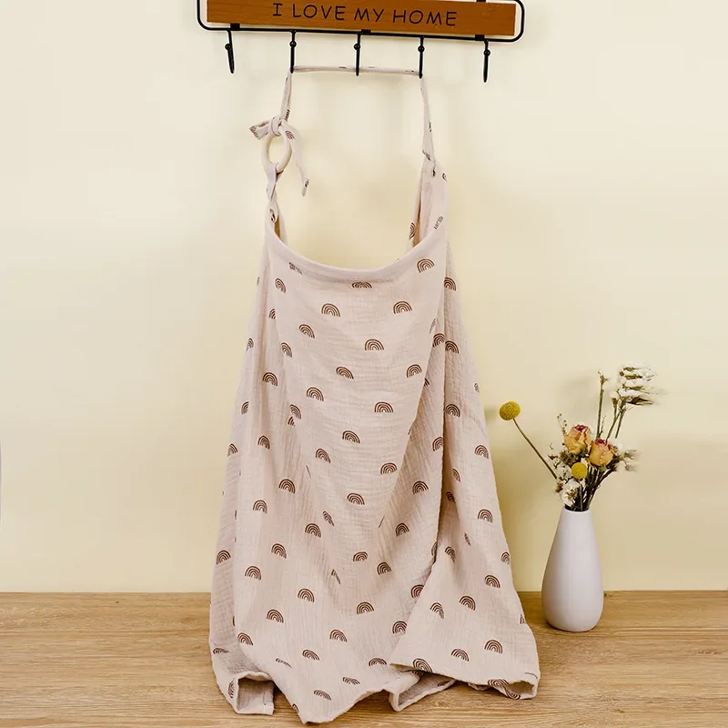 Couverture d'allaitement en pur coton multifuison antilumière bretelles ajustables khaki rainbow