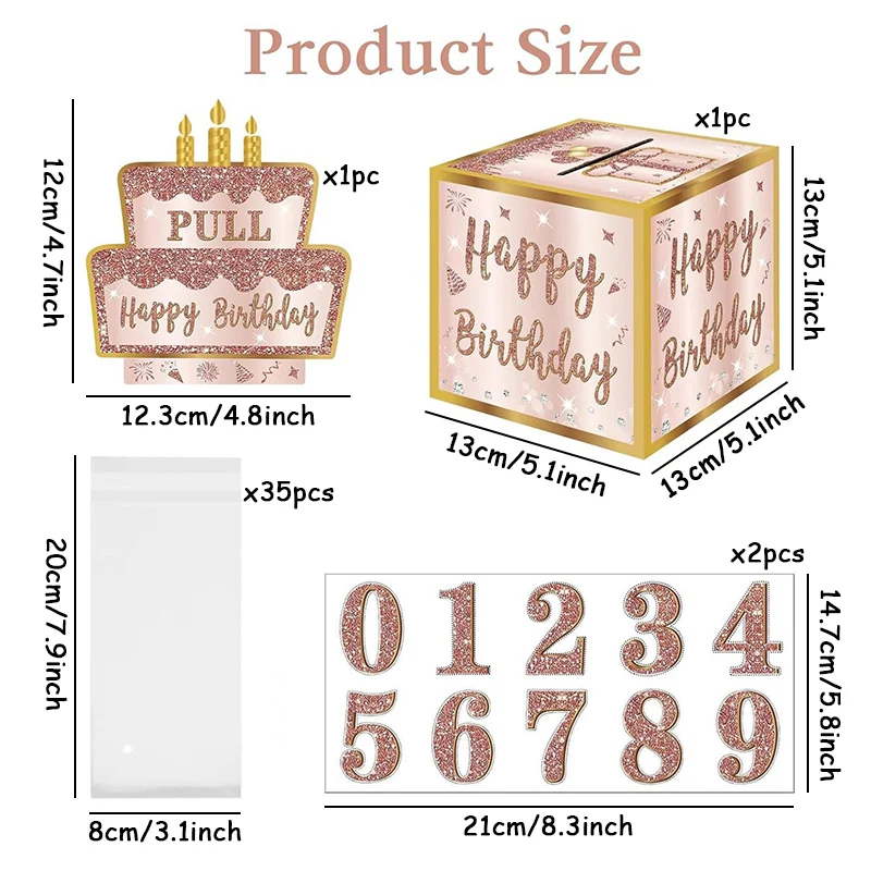 Ensemble anniversaire créatif fête decoration gâteau paillettes stickers cadeaux joyeux