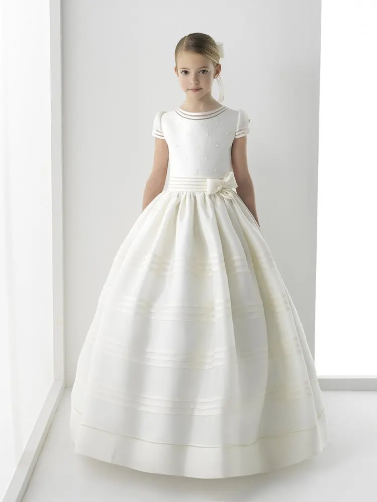 Robe de demoiselle d'honneur vintage en dentelle organza et satin pour enfant mariage anniversaire communion p