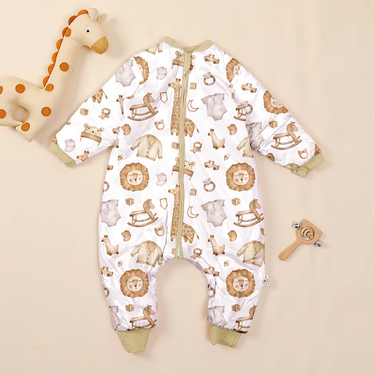 Sac de couchage bébé en coton et polyester manches courtes jambes fendues design animé hiver 06 ans 安全 confort
