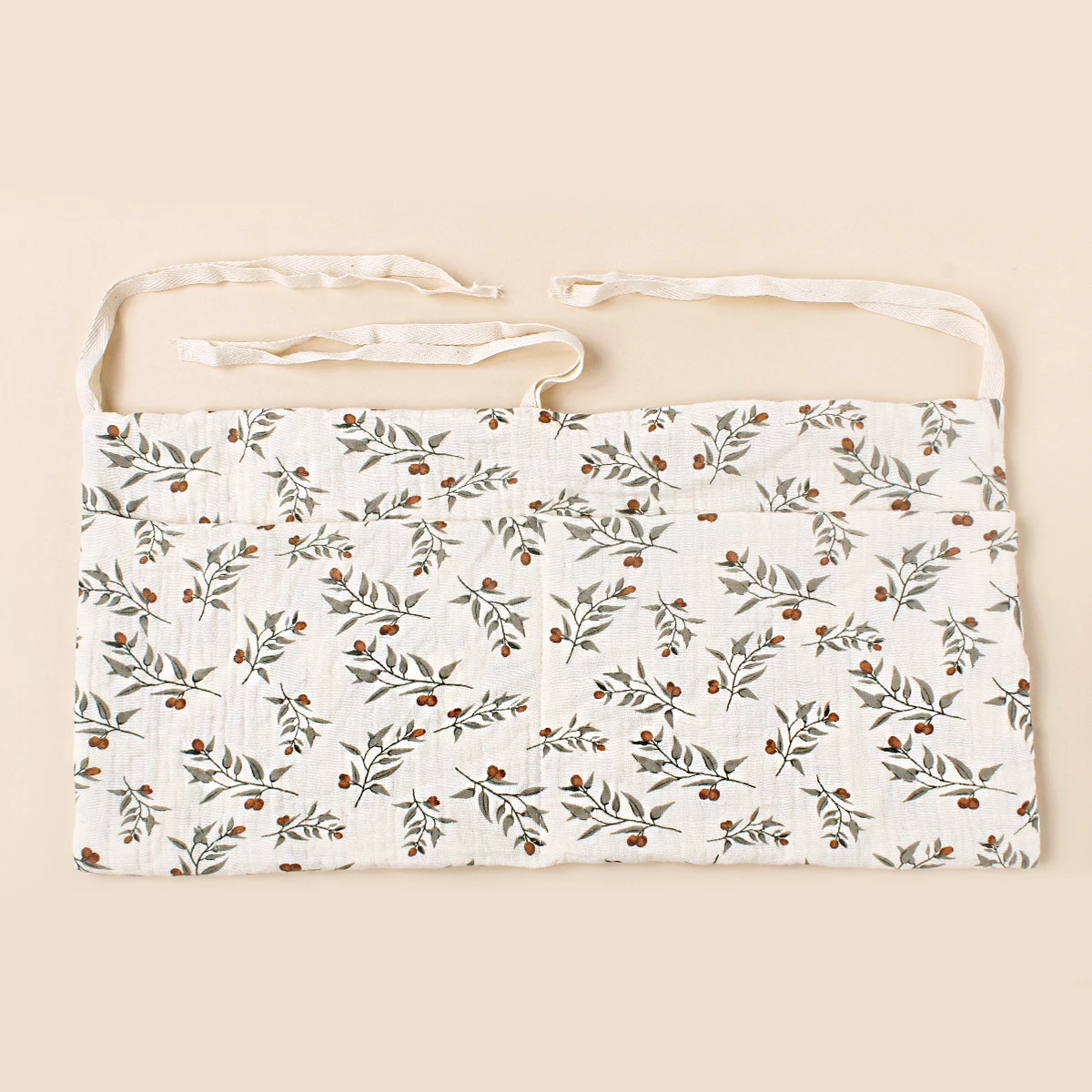 Tablier cuisine bébé 100% coton motif floral feuilles baies tablier enfant bio écolo personnalisable protectio