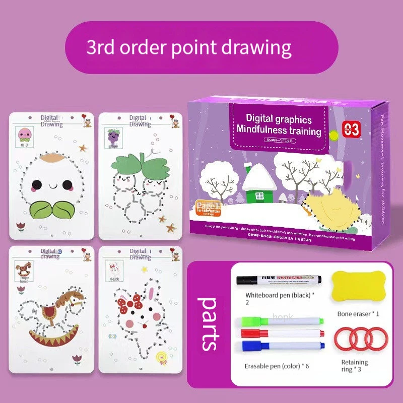 Cahier d'exercices de traçage magique réutilisable pour enfants 136 pages stylos à dessin gomme et livres d'ap