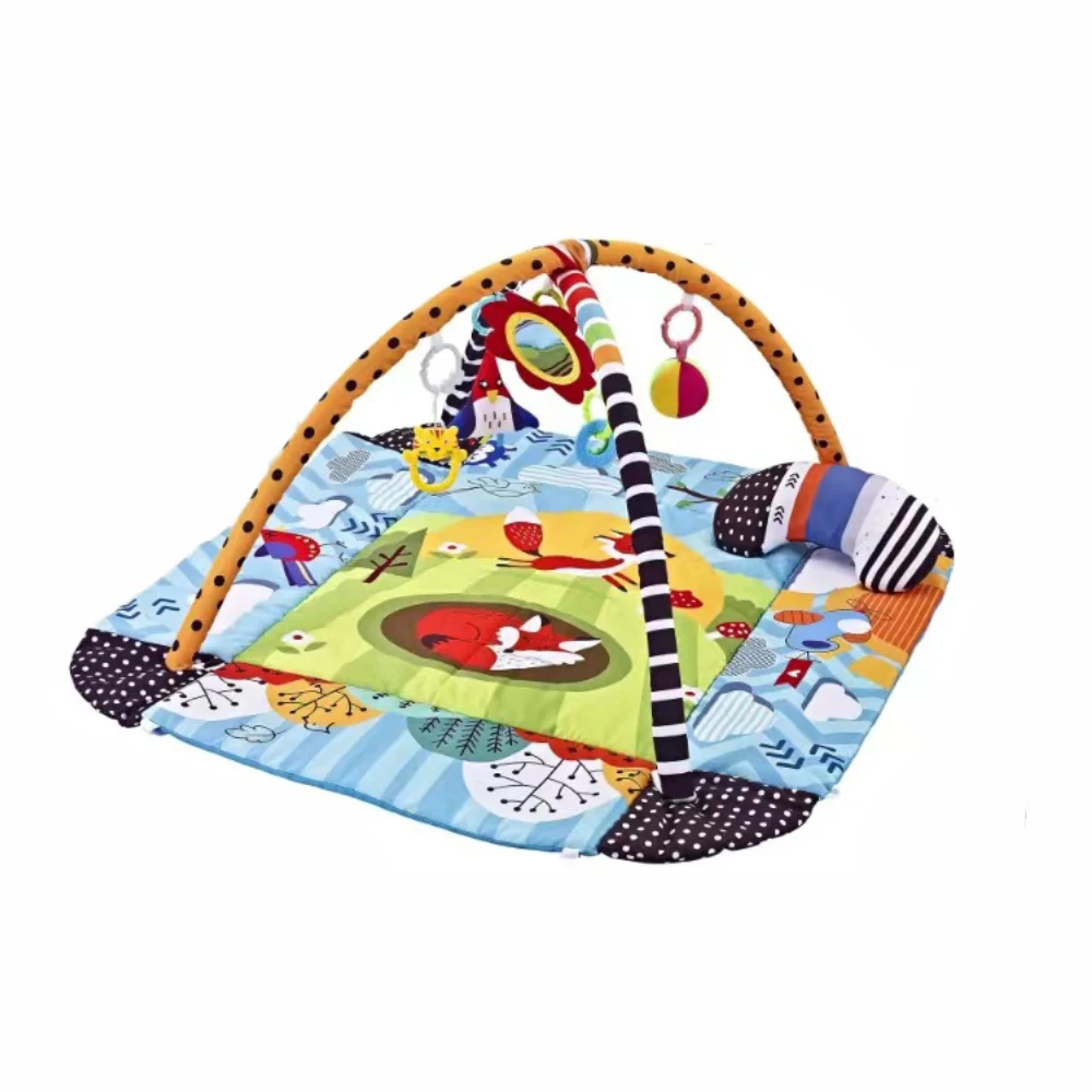 Tapis d'éveil bébé 112x98cm jouets suspendus tissu doux multicolore 012 mois tummy time stimulation sensoriell