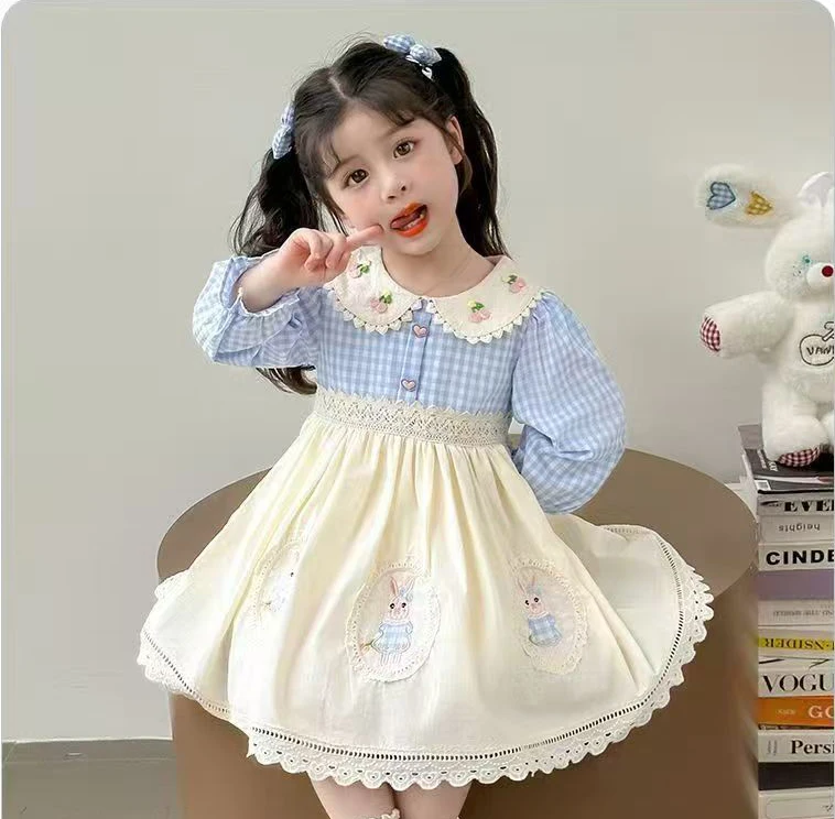Robe princesse en coton pour fille été printemps automne anniversaire fête 46 ans style romantique confortable