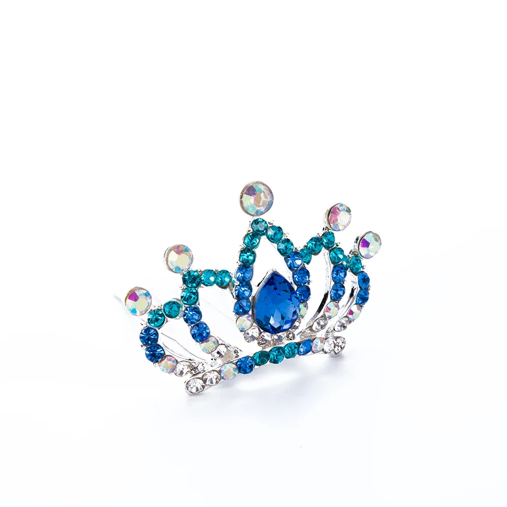 Couronne de princesse en strass bleu accessoire de fête pour filles bijoux cheveux style romantique occasion f